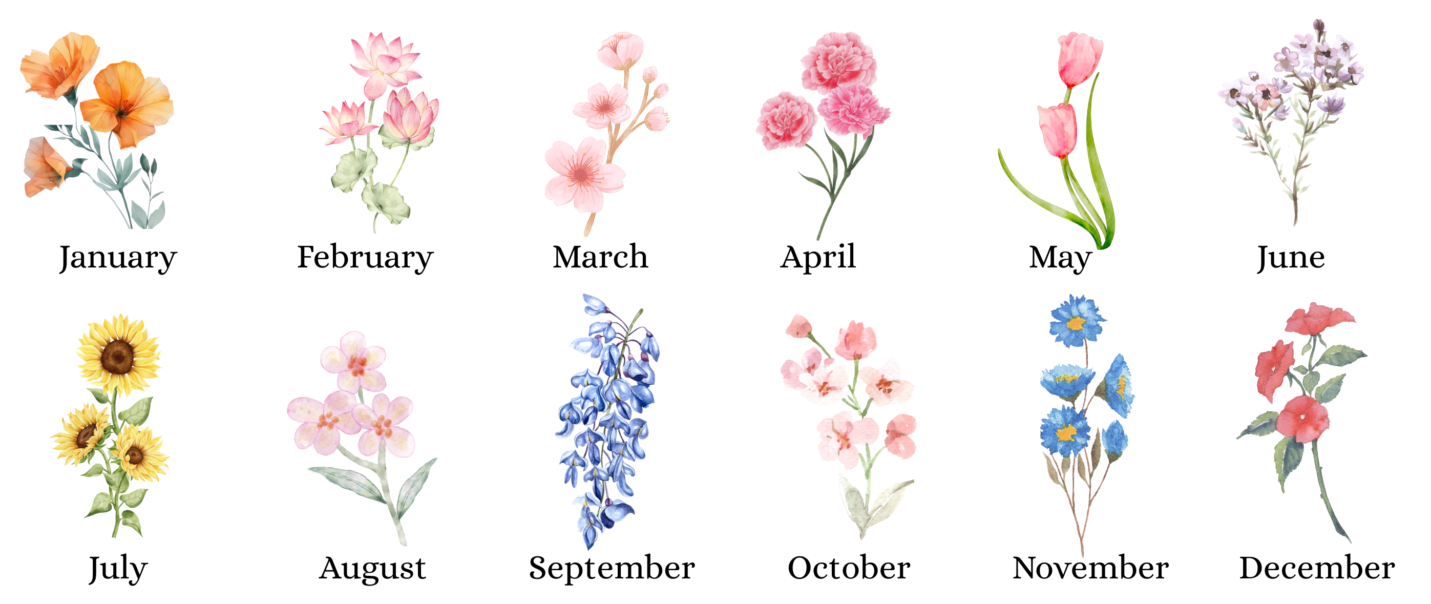 Personalized Watercolor Birth Flower Glass With Name